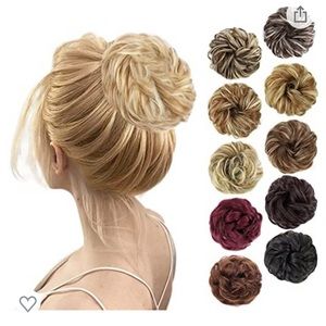 FAUX HAIR MESSY BUN SCRUNCHIE | Natural Blonde w/ Pale Blonde Highlights